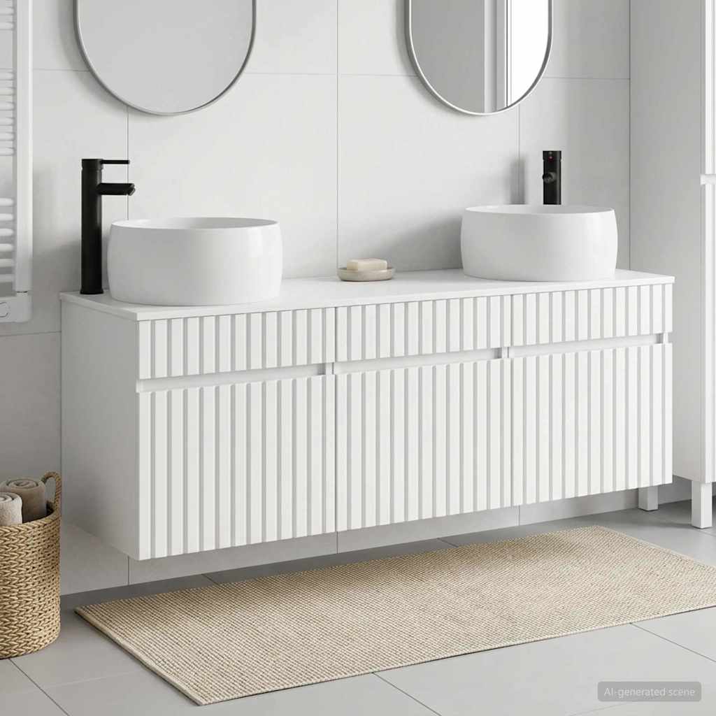 vidaXL Badkamerkastenset 3 st Wit 49 x 44,5 x 66 cm Bewerkt hout