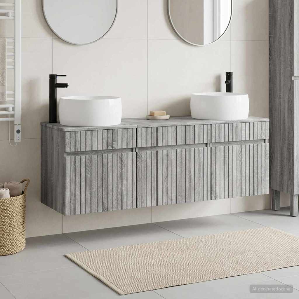 vidaXL Badkamerkastenset 3 st Wit 49 x 44,5 x 66 cm Bewerkt hout