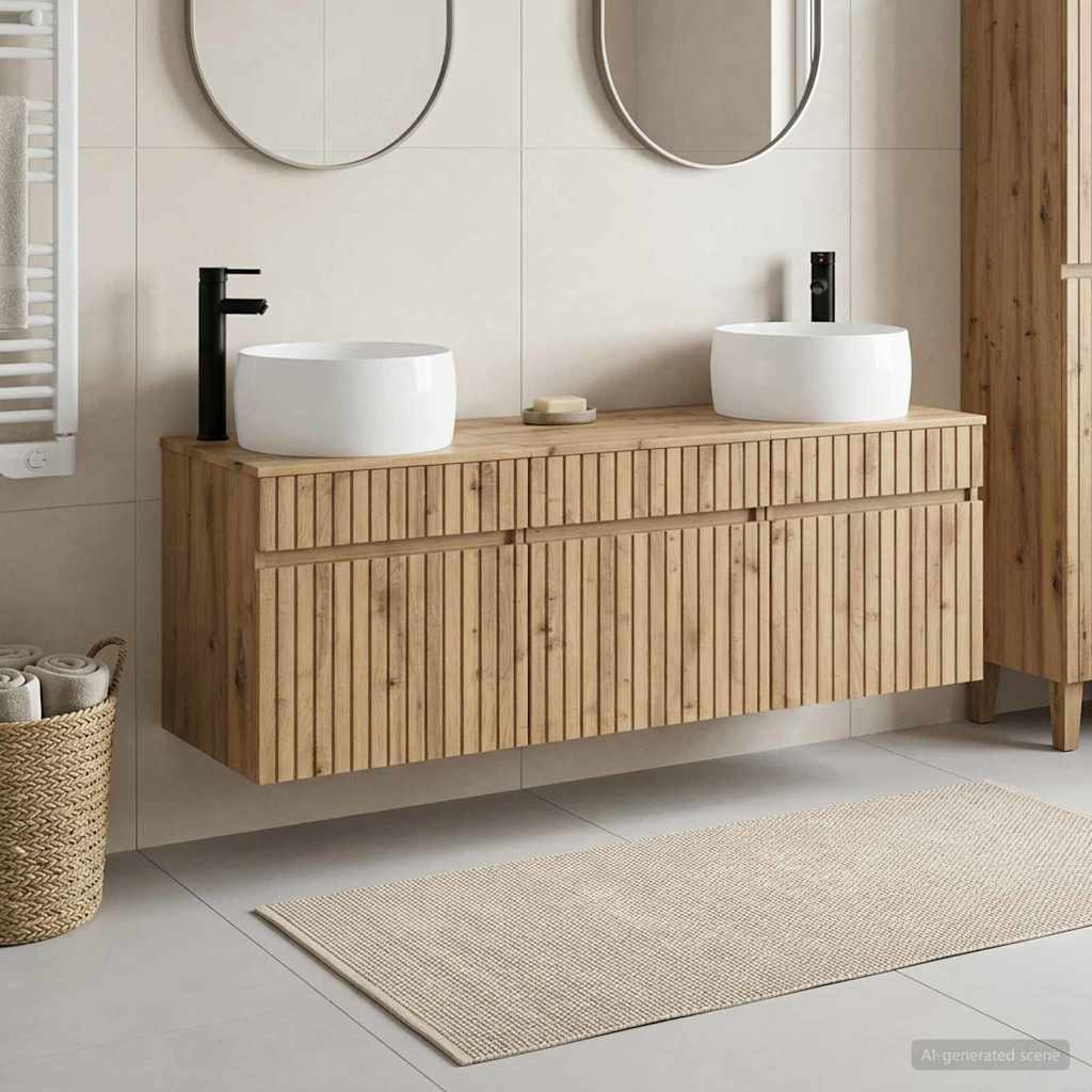 vidaXL Badkamerkastenset 3 st Wit 49 x 44,5 x 66 cm Bewerkt hout