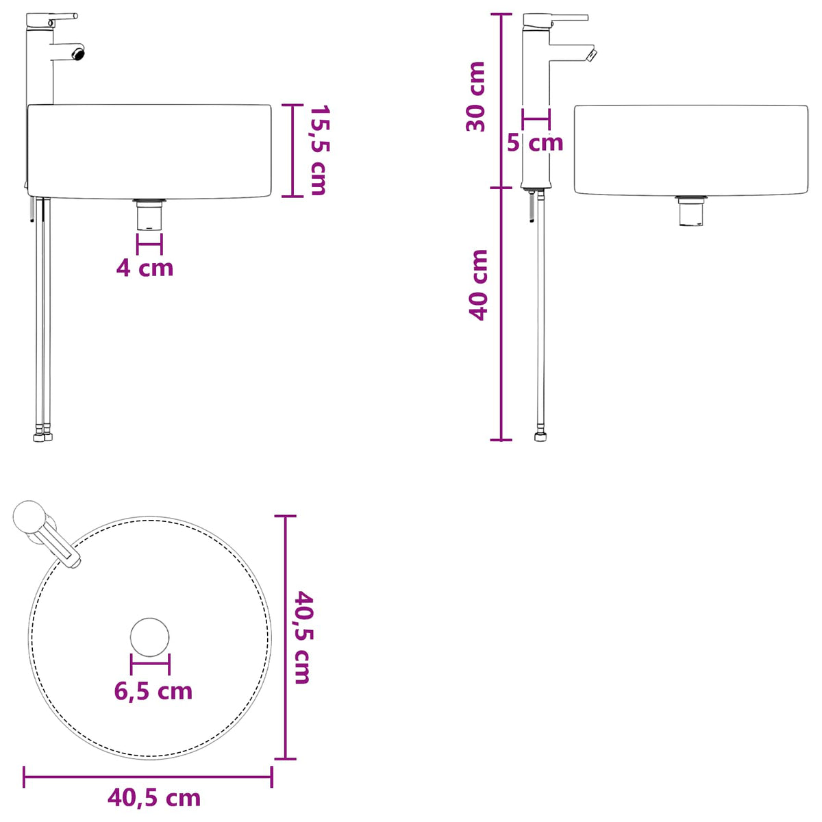 vidaXL Badkamerkastenset 3 st Wit 49 x 44,5 x 65,5 cm Bewerkt hout