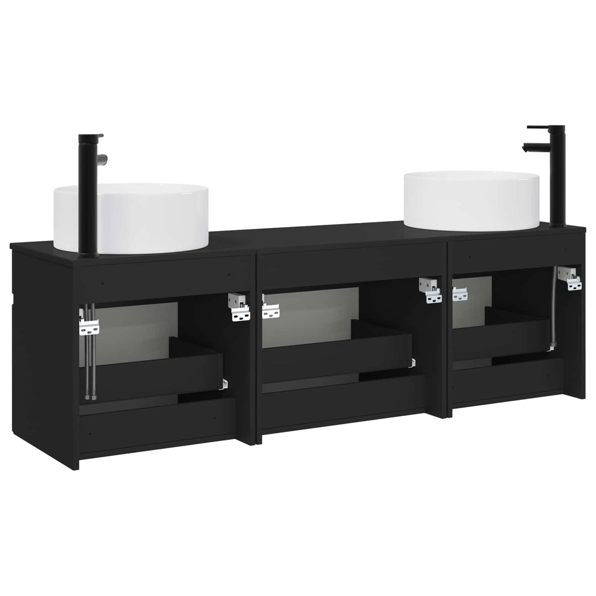 vidaXL Badkamerkastenset 3 st Wit 49 x 44,5 x 65,5 cm Bewerkt hout