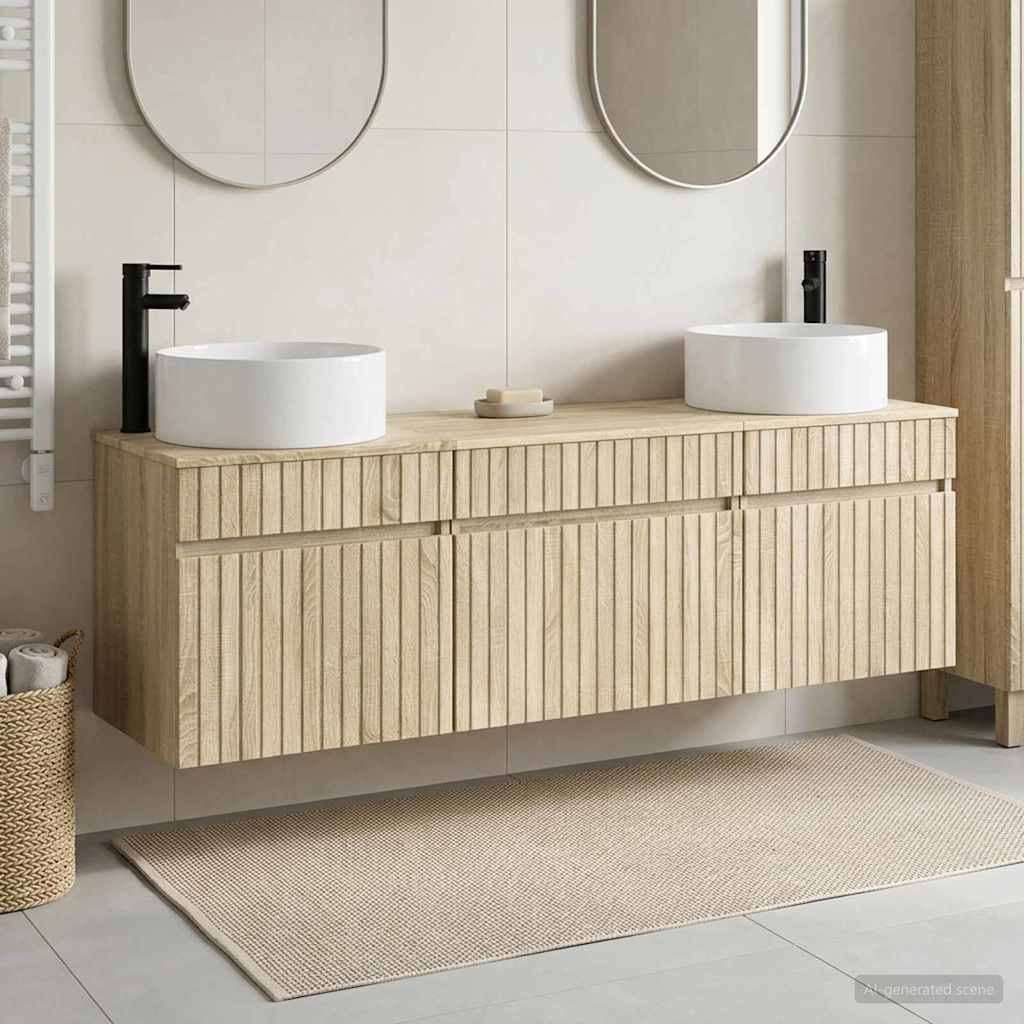 vidaXL Badkamerkastenset 3 st Wit 49 x 44,5 x 65,5 cm Bewerkt hout