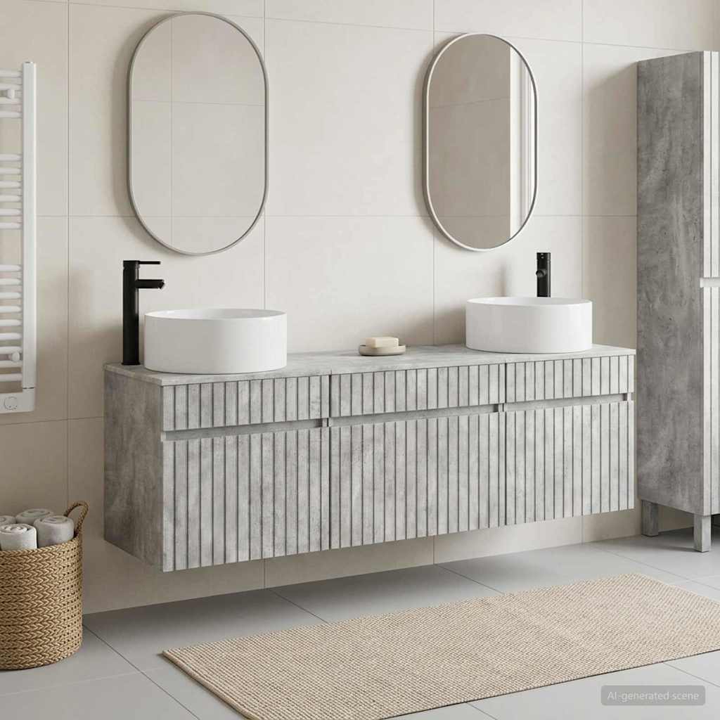 vidaXL Badkamerkastenset 3 st Wit 49 x 44,5 x 65,5 cm Bewerkt hout