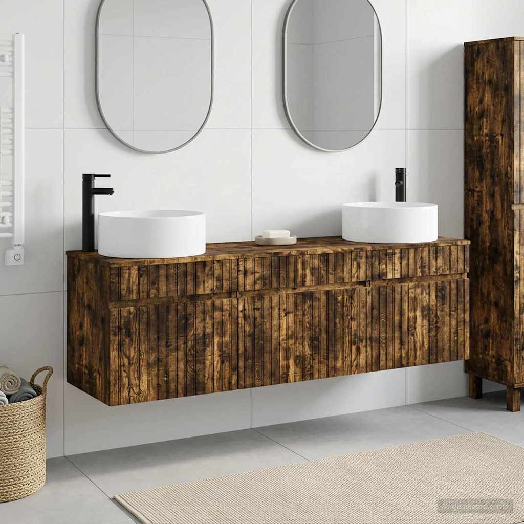 vidaXL Badkamerkastenset 3 st Wit 49 x 44,5 x 65,5 cm Bewerkt hout