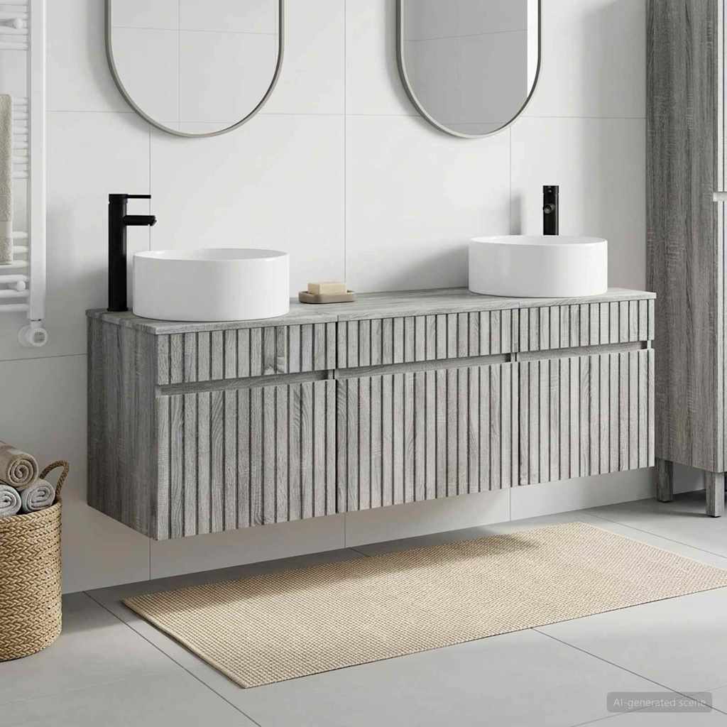 vidaXL Badkamerkastenset 3 st Wit 49 x 44,5 x 65,5 cm Bewerkt hout