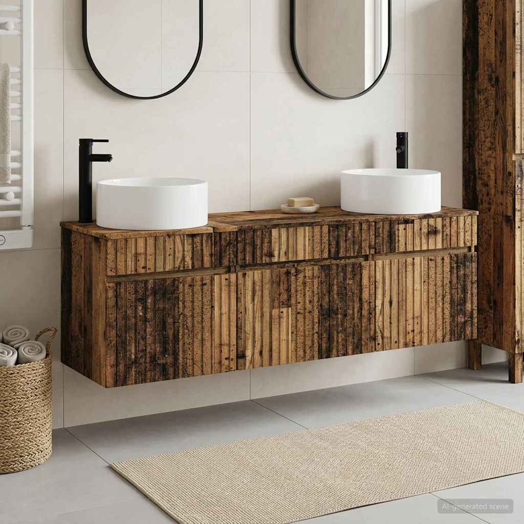 vidaXL Badkamerkastenset 3 st Wit 49 x 44,5 x 65,5 cm Bewerkt hout