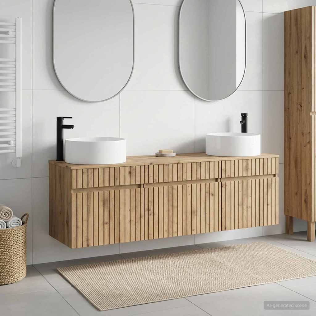 vidaXL Badkamerkastenset 3 st Wit 49 x 44,5 x 65,5 cm Bewerkt hout