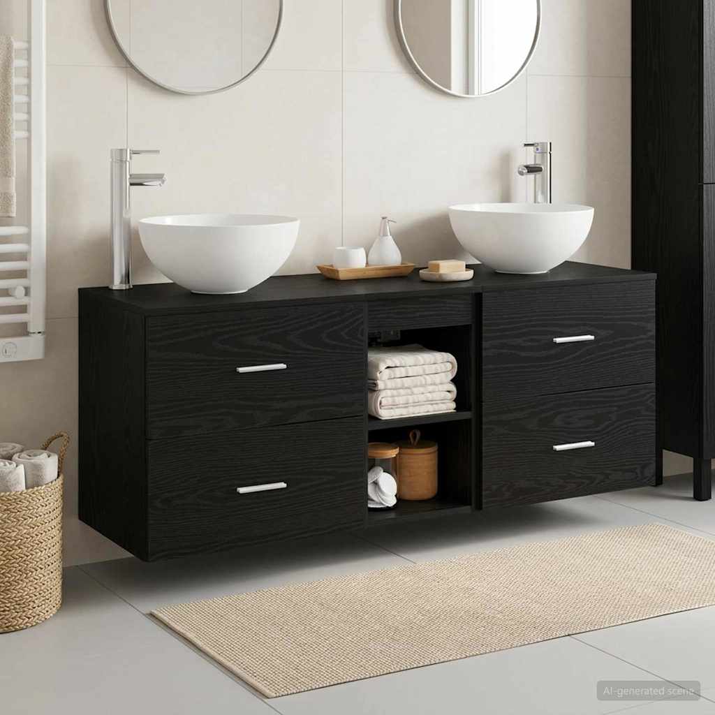 vidaXL Badkamerkastenset 3 st Wit 49,5 x 35 x 63 cm Bewerkt hout