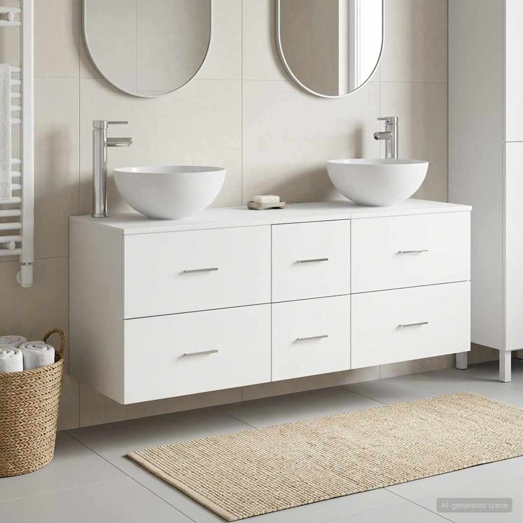 vidaXL Badkamerkastenset 3 st Wit 49,5 x 35 x 63 cm Bewerkt hout