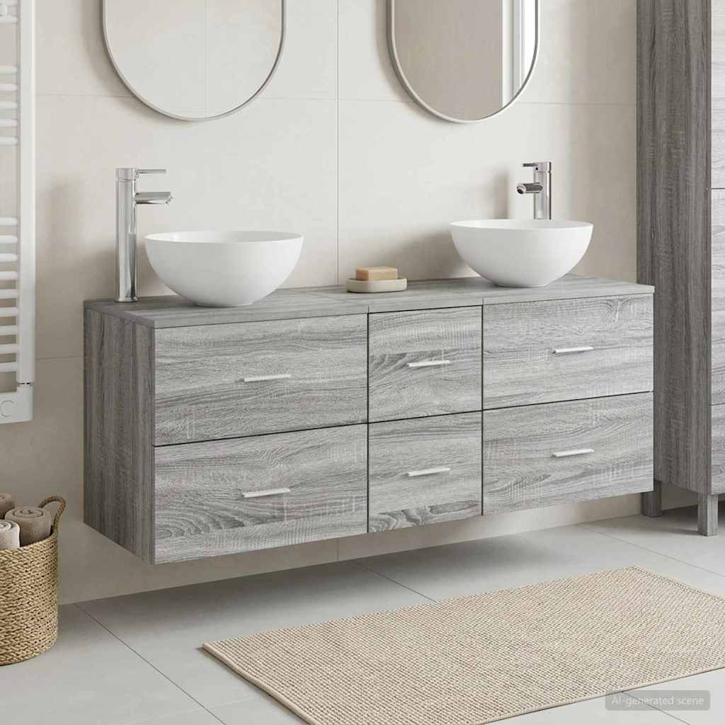 vidaXL Badkamerkastenset 3 st Wit 49,5 x 35 x 63 cm Bewerkt hout