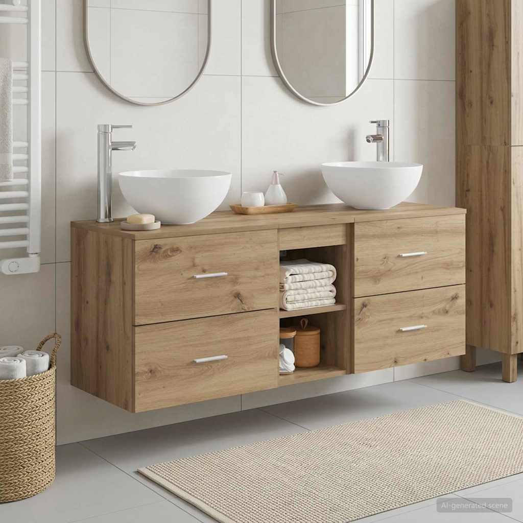 vidaXL Badkamerkastenset 3 st Wit 49,5 x 41 x 64,5 cm Bewerkt hout