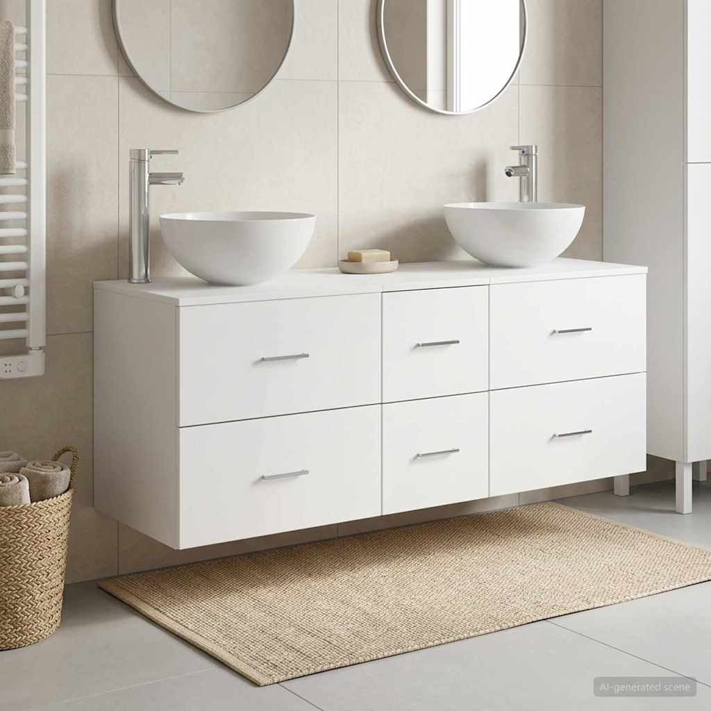 vidaXL Badkamerkastenset 3 st Wit 49,5 x 41 x 64,5 cm Bewerkt hout