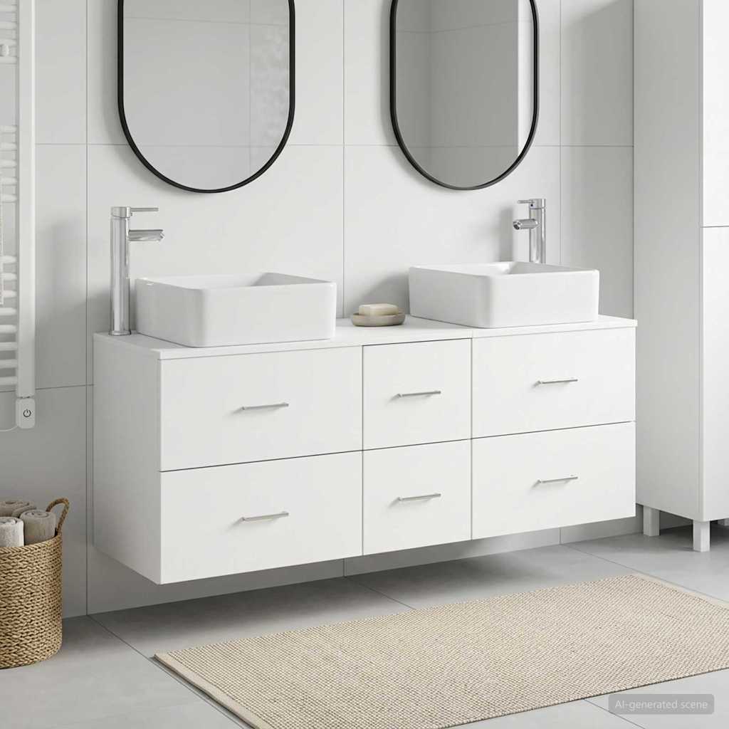 vidaXL Badkamerkastenset 3 st Wit 49,5 x 41 x 63 cm Bewerkt hout