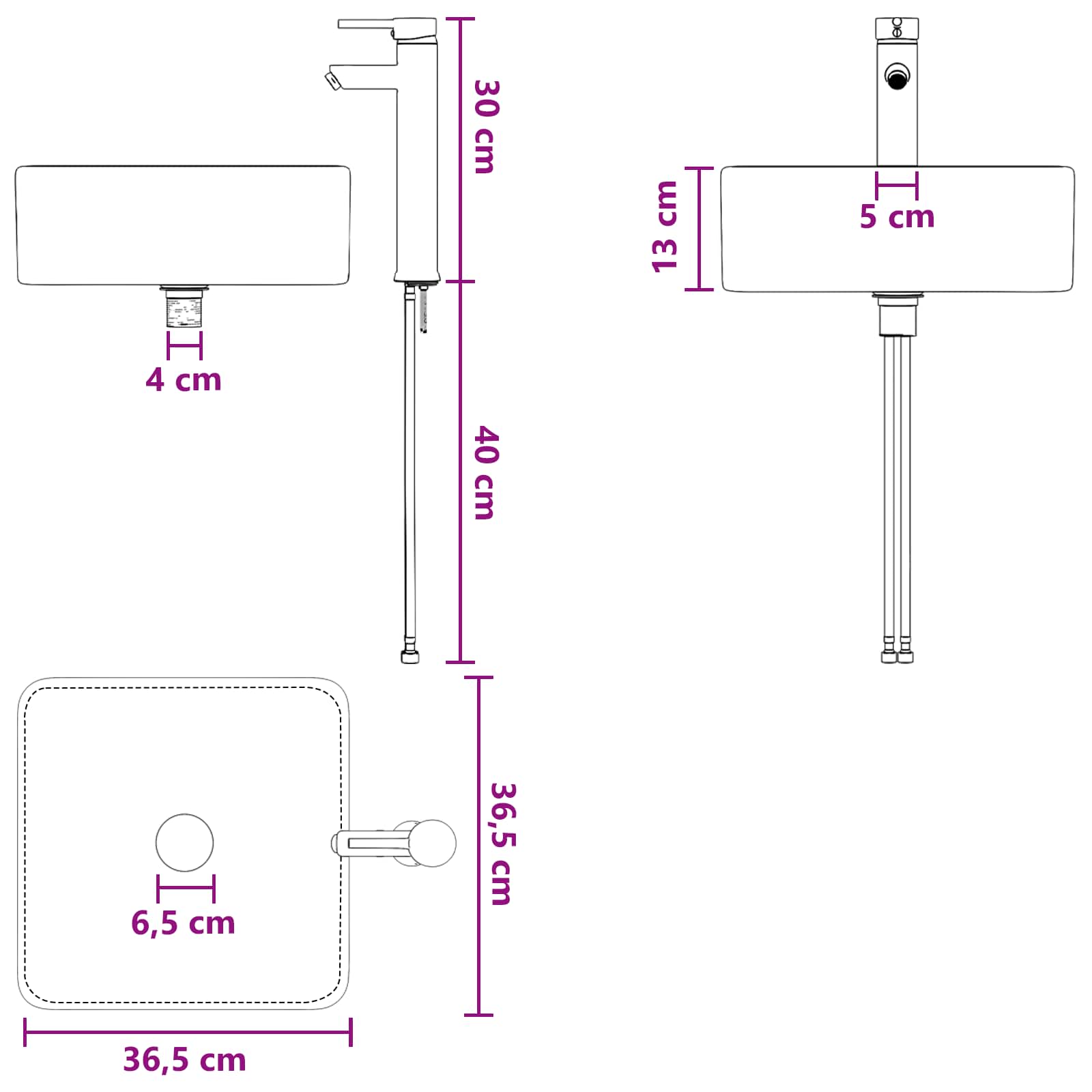 vidaXL Badkamerkastenset 3 st Wit 49,5 x 41 x 63 cm Bewerkt hout