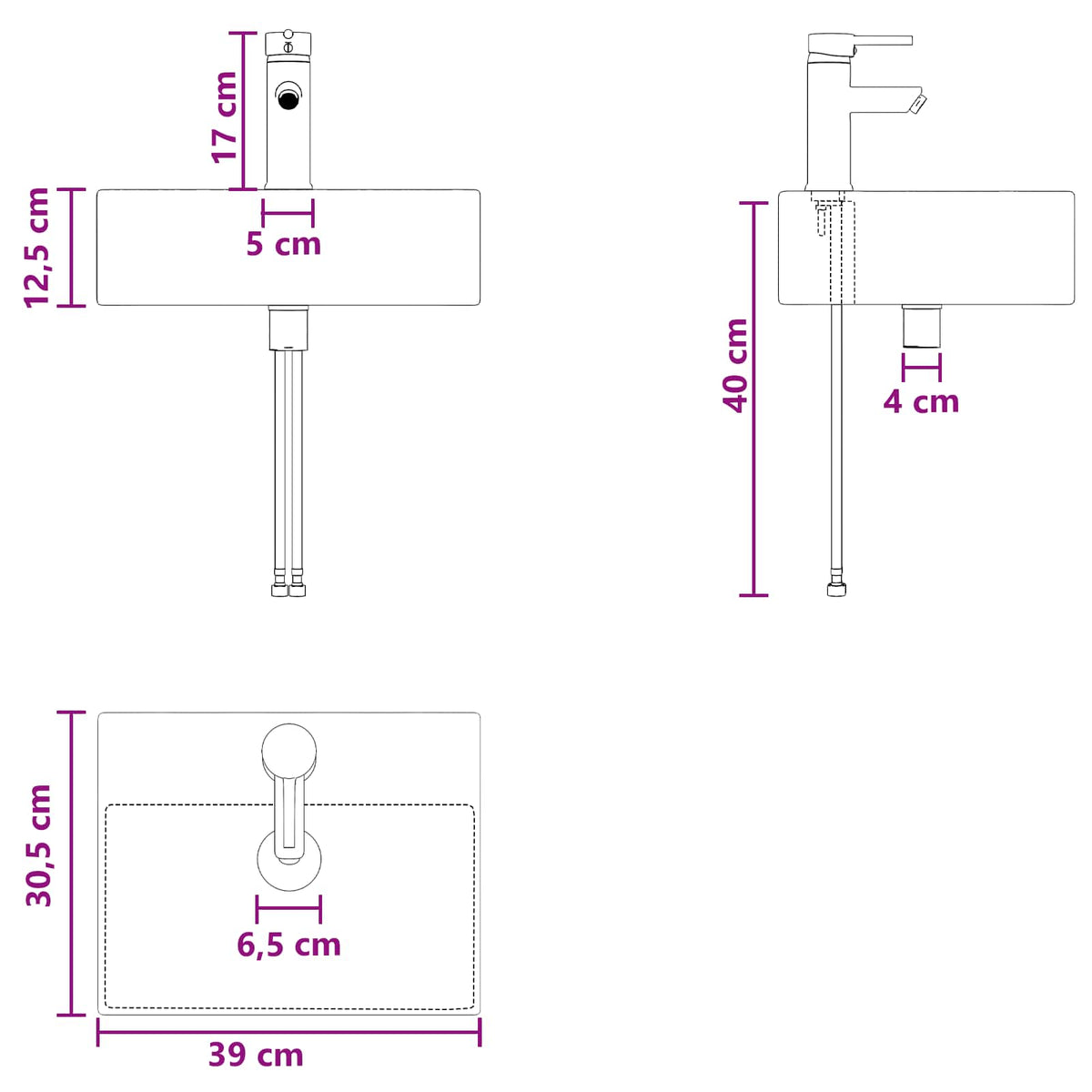vidaXL Badkamerkastenset 3 st Wit 49,5 x 41 x 62,5 cm Bewerkt hout