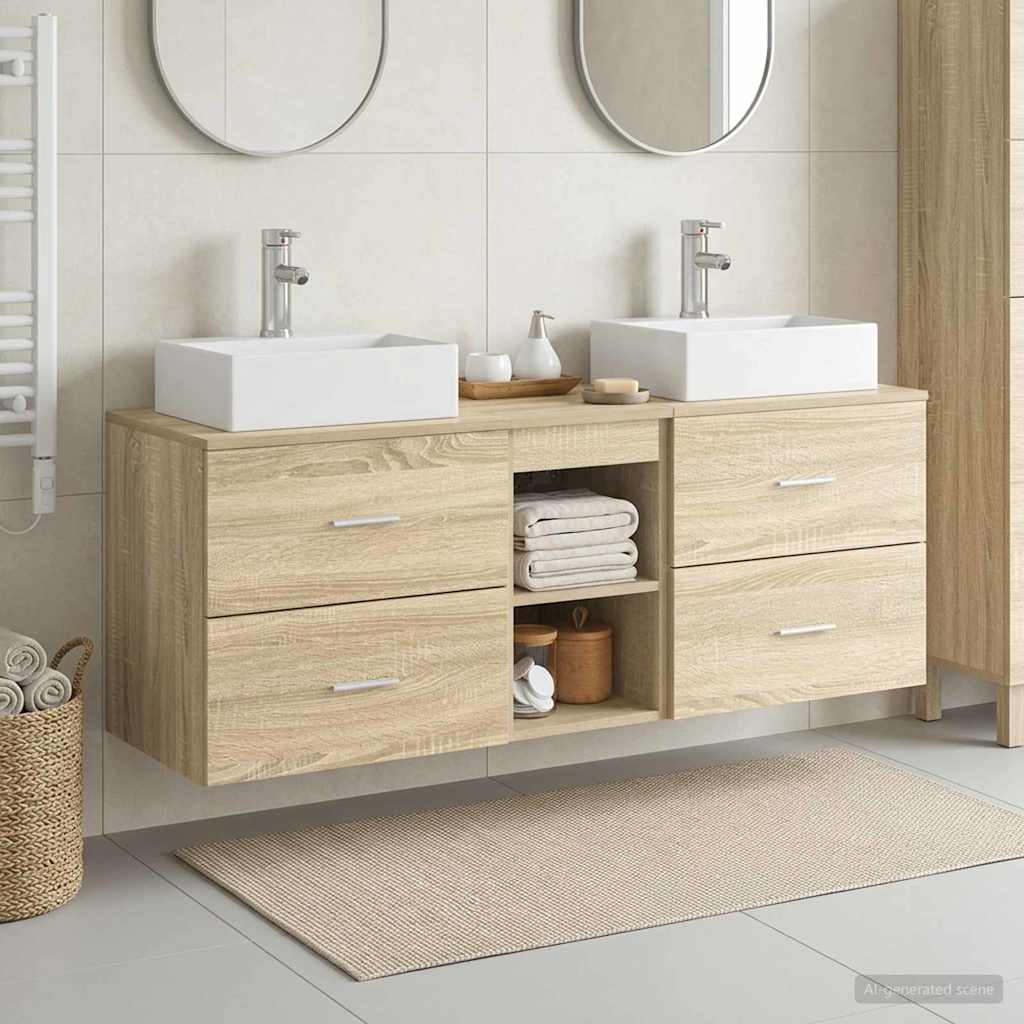 vidaXL Badkamerkastenset 3 st Wit 49,5 x 41 x 62,5 cm Bewerkt hout
