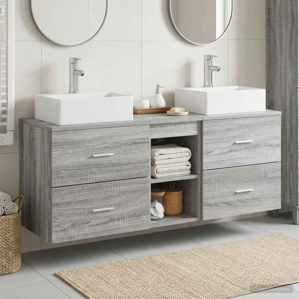 vidaXL Badkamerkastenset 3 st Wit 49,5 x 41 x 62,5 cm Bewerkt hout