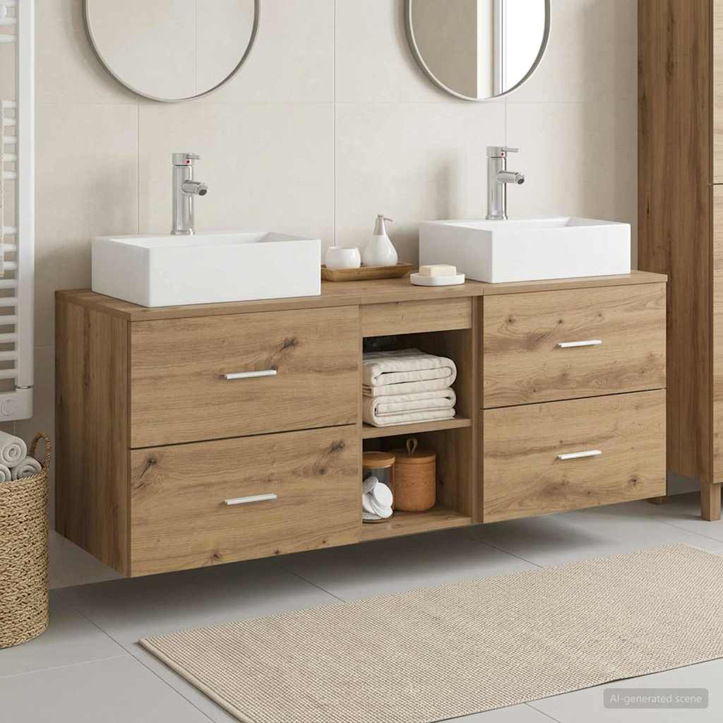 vidaXL Badkamerkastenset 3 st Wit 49,5 x 41 x 62,5 cm Bewerkt hout