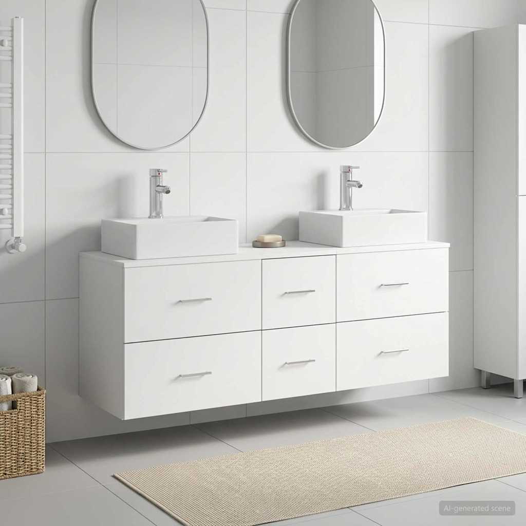 vidaXL Badkamerkastenset 3 st Wit 49,5 x 41 x 62,5 cm Bewerkt hout