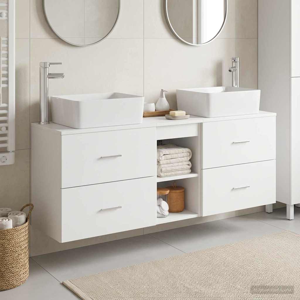 vidaXL Badkamerkastenset 3 st Wit 53 x 34,5 x 63 cm Bewerkt hout