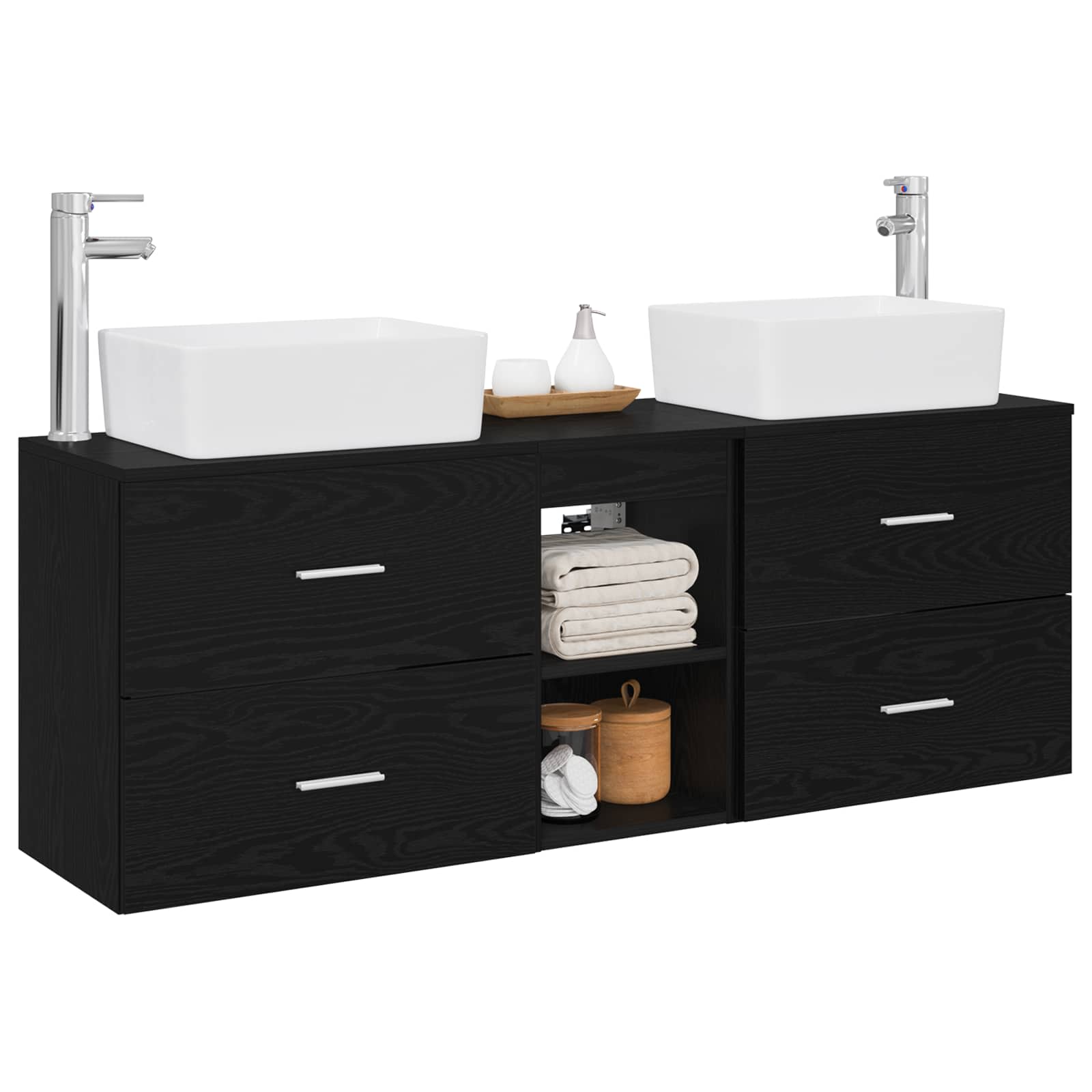 vidaXL Badkamerkastenset 3 st Wit 53 x 34,5 x 63 cm Bewerkt hout