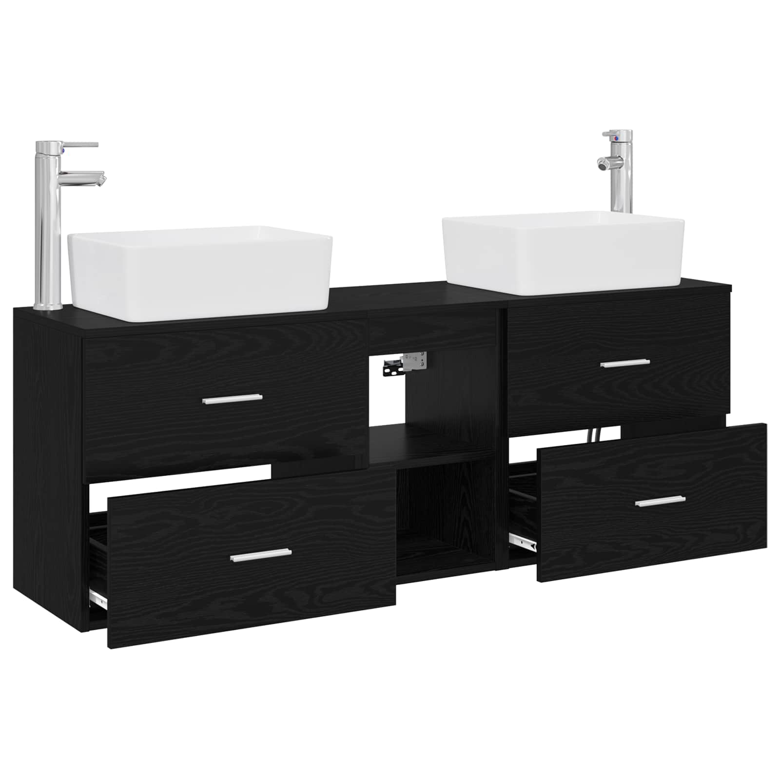 vidaXL Badkamerkastenset 3 st Wit 53 x 34,5 x 63 cm Bewerkt hout