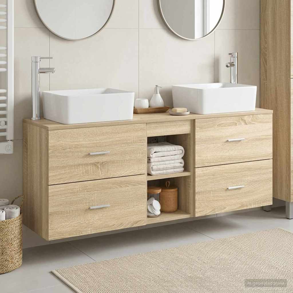 vidaXL Badkamerkastenset 3 st Wit 53 x 34,5 x 63 cm Bewerkt hout