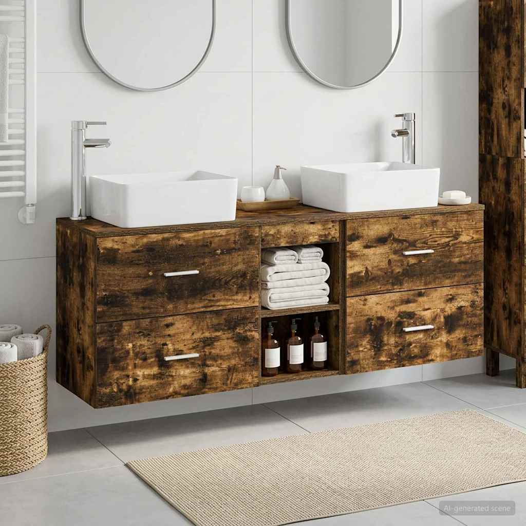 vidaXL Badkamerkastenset 3 st Wit 53 x 34,5 x 63 cm Bewerkt hout