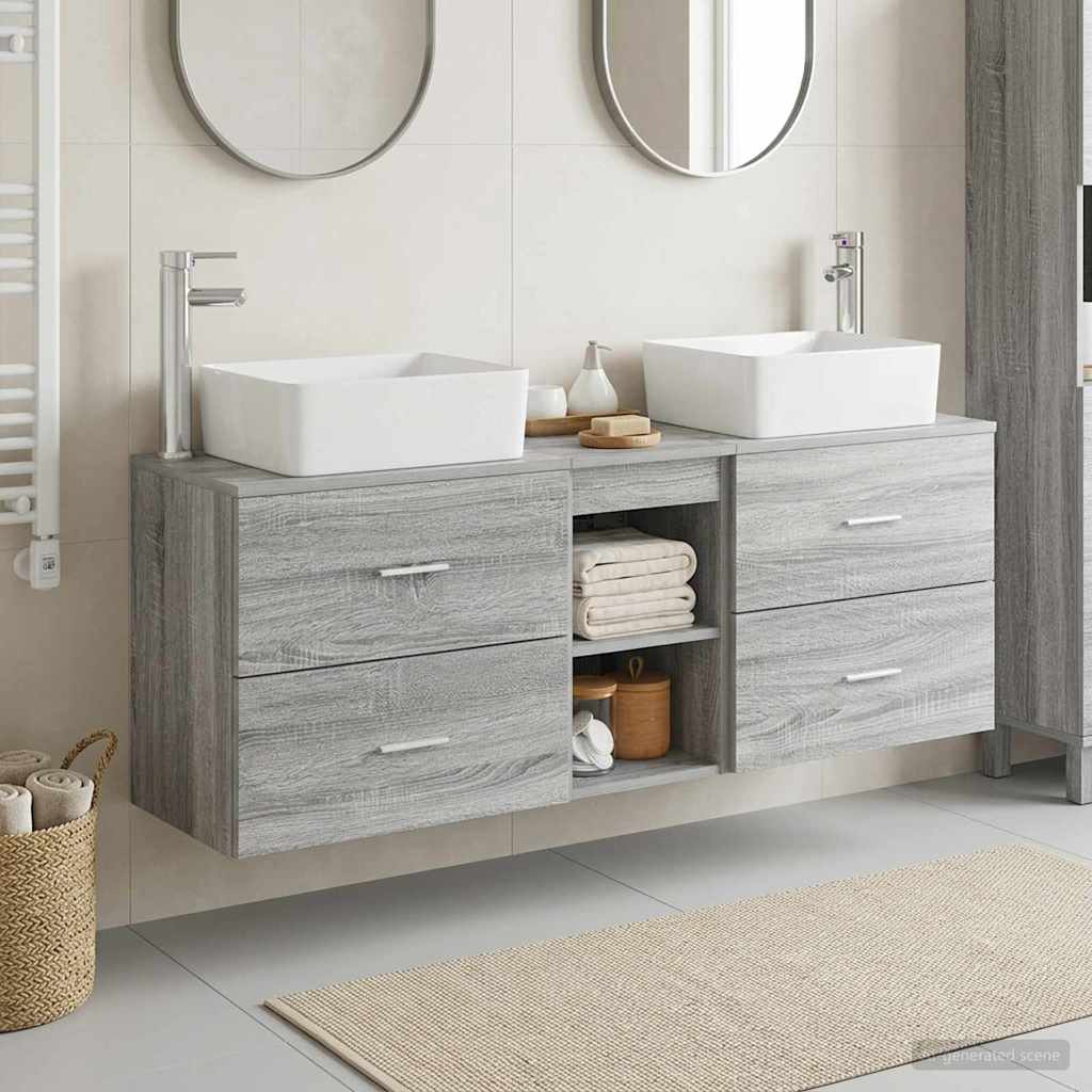 vidaXL Badkamerkastenset 3 st Wit 53 x 34,5 x 63 cm Bewerkt hout