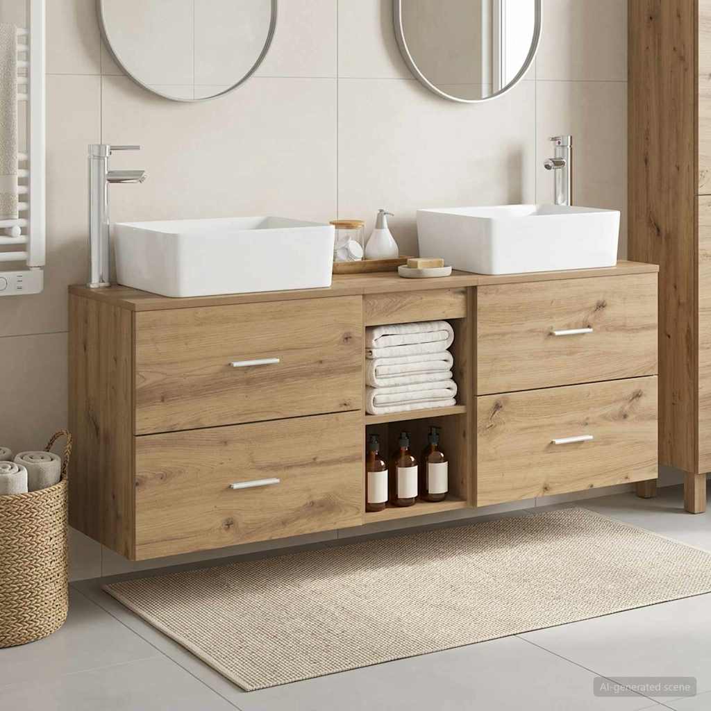 vidaXL Badkamerkastenset 3 st Wit 53 x 34,5 x 63 cm Bewerkt hout