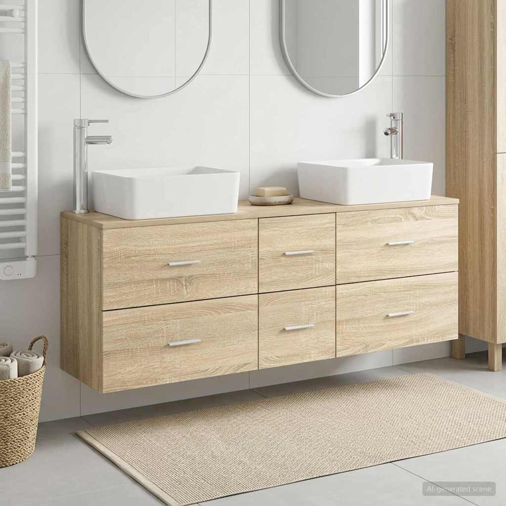 vidaXL Badkamerkastenset 3 st Wit 53 x 34,5 x 63 cm Bewerkt hout