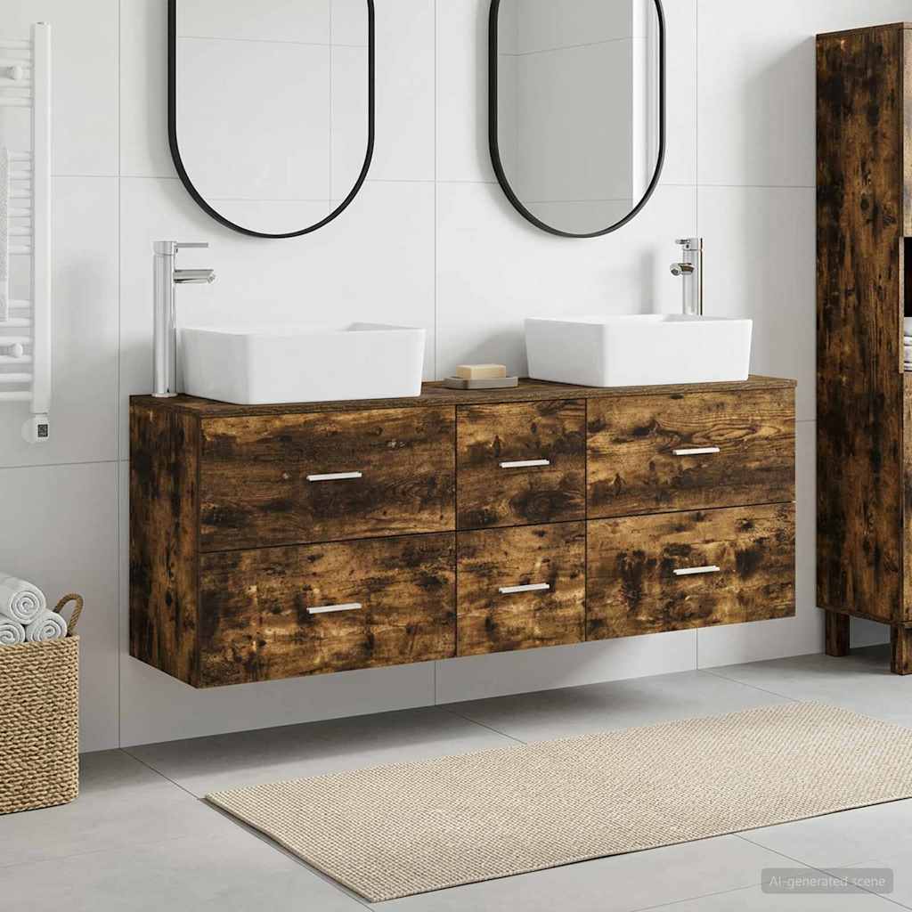 vidaXL Badkamerkastenset 3 st Wit 53 x 34,5 x 63 cm Bewerkt hout