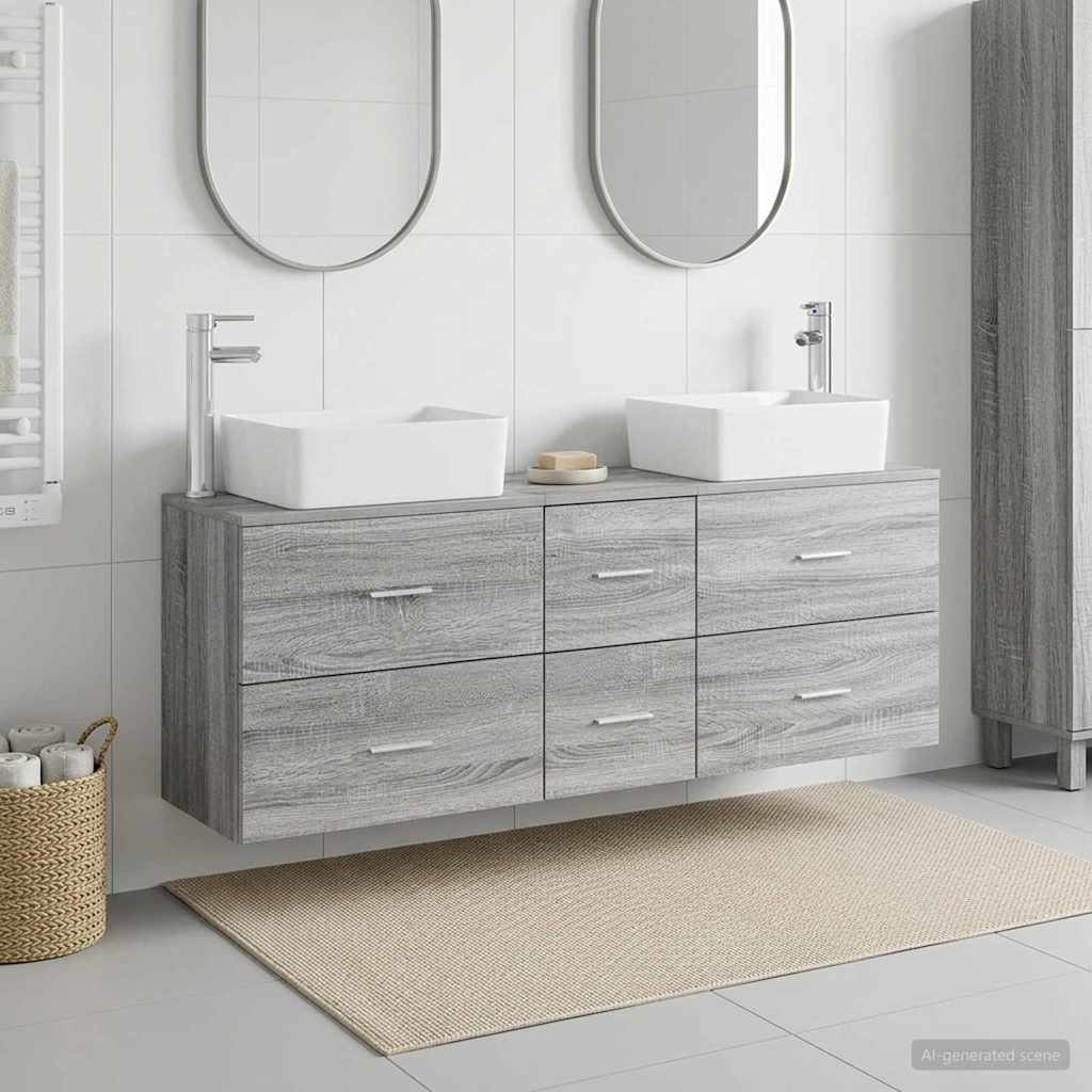 vidaXL Badkamerkastenset 3 st Wit 53 x 34,5 x 63 cm Bewerkt hout
