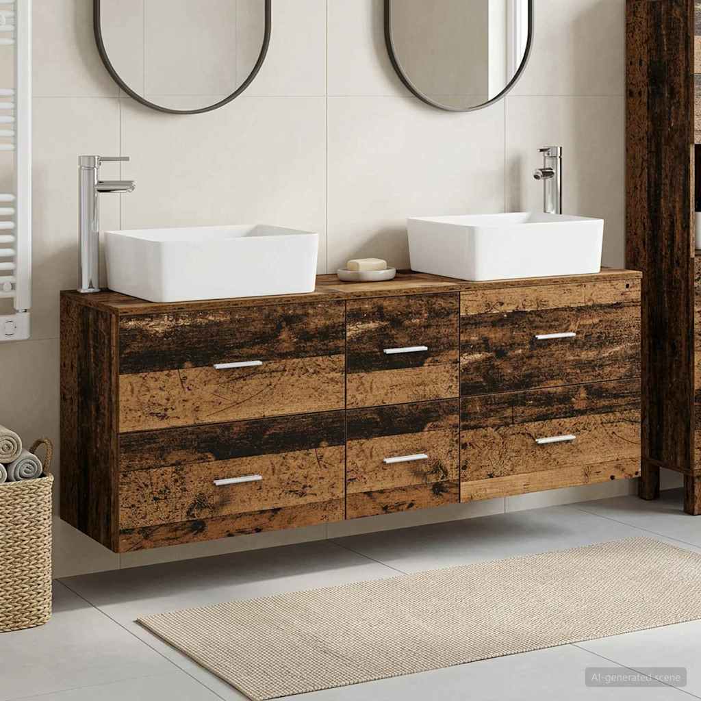vidaXL Badkamerkastenset 3 st Wit 53 x 34,5 x 63 cm Bewerkt hout