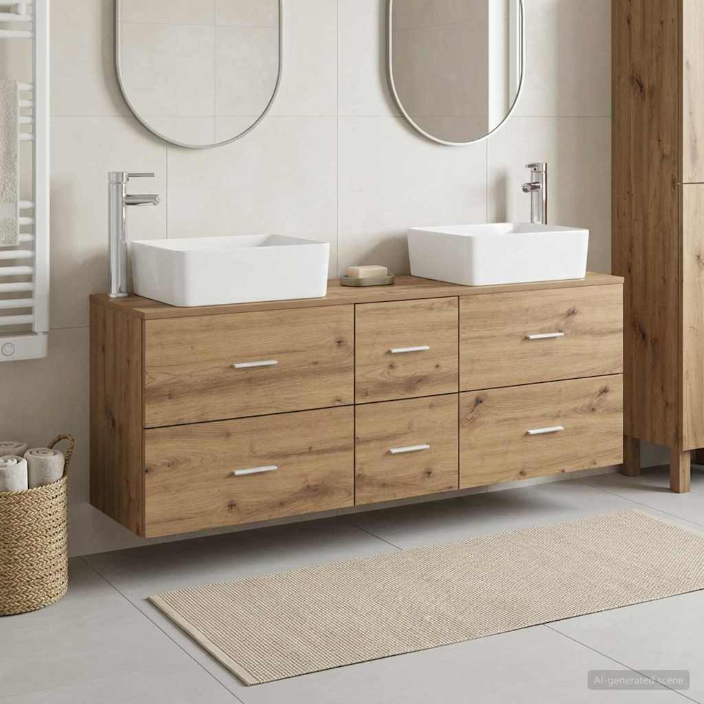 vidaXL Badkamerkastenset 3 st Wit 53 x 34,5 x 63 cm Bewerkt hout