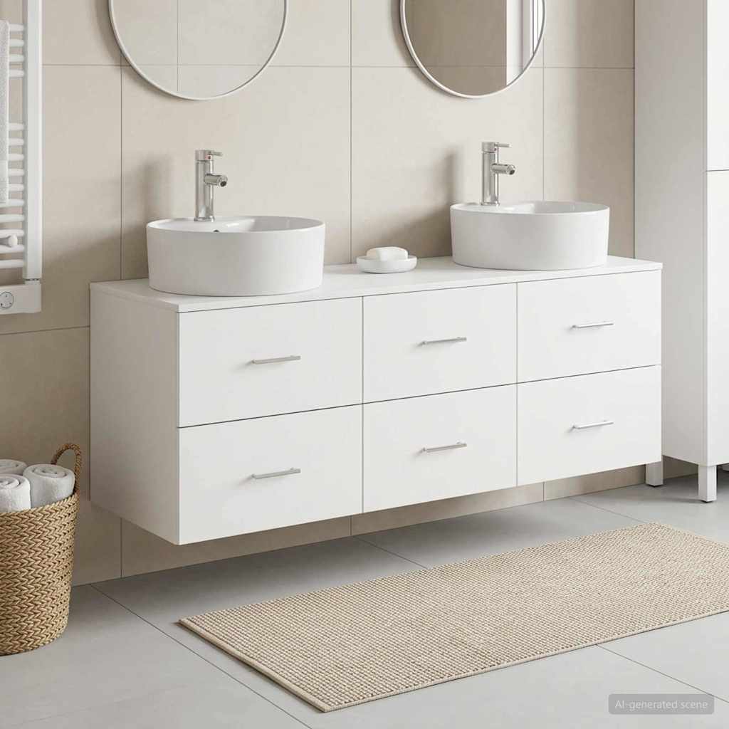 vidaXL Badkamerkastenset 3 st Wit 62,5 x 44,5 x 50 cm Bewerkt hout