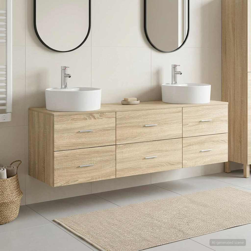vidaXL Badkamerkastenset 3 st Wit 62,5 x 44,5 x 50 cm Bewerkt hout
