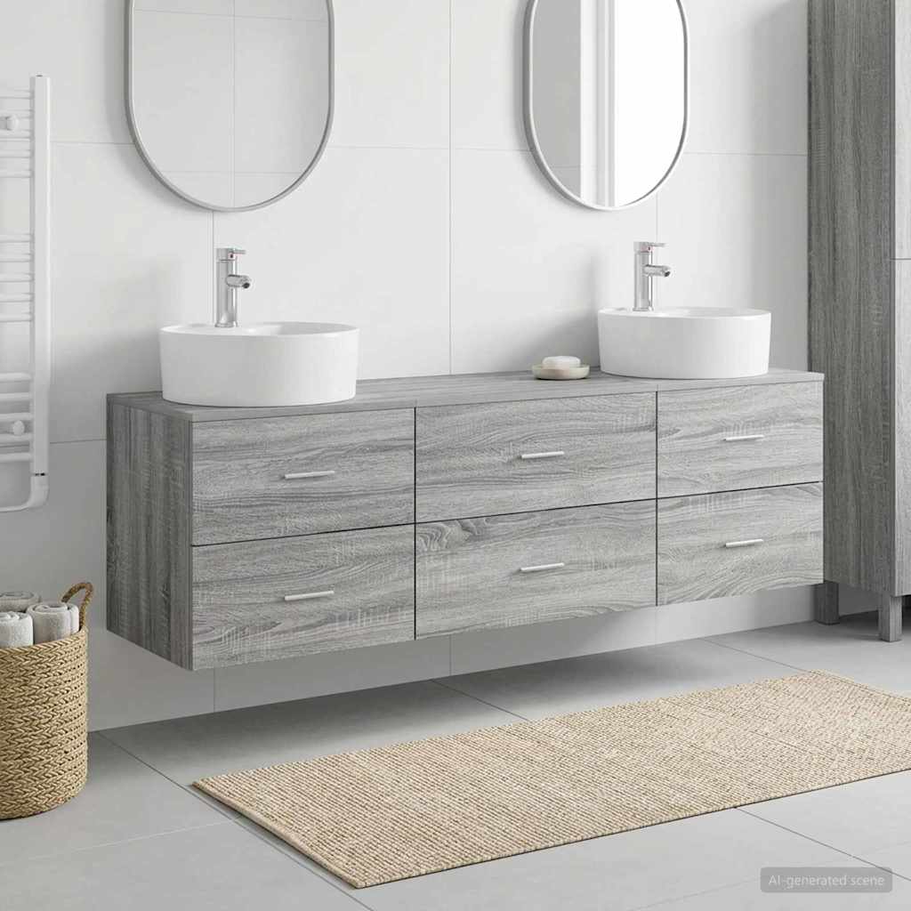 vidaXL Badkamerkastenset 3 st Wit 62,5 x 44,5 x 50 cm Bewerkt hout