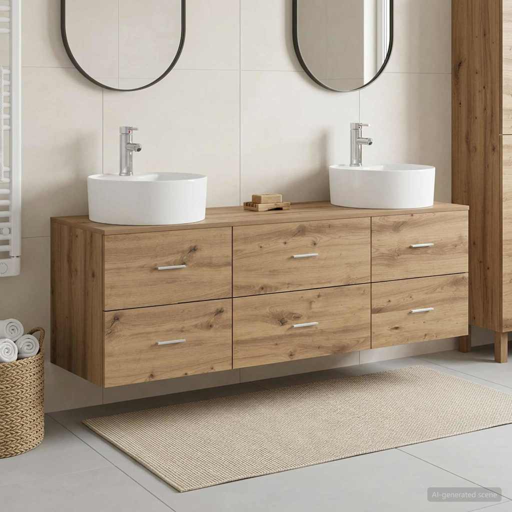 vidaXL Badkamerkastenset 3 st Wit 62,5 x 44,5 x 50 cm Bewerkt hout