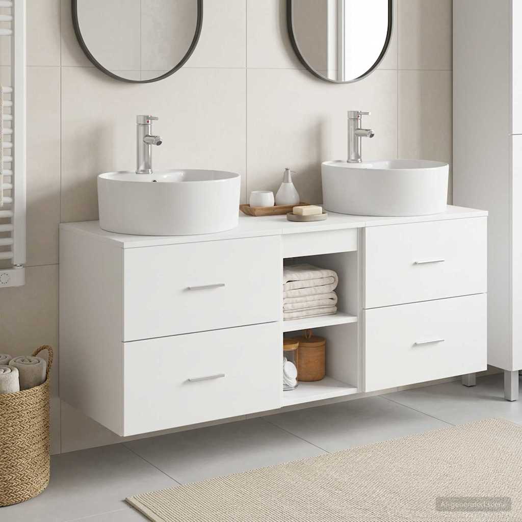 vidaXL Badkamerkastenset 3 st Wit 49,5 x 44,5 x 65 cm Bewerkt hout