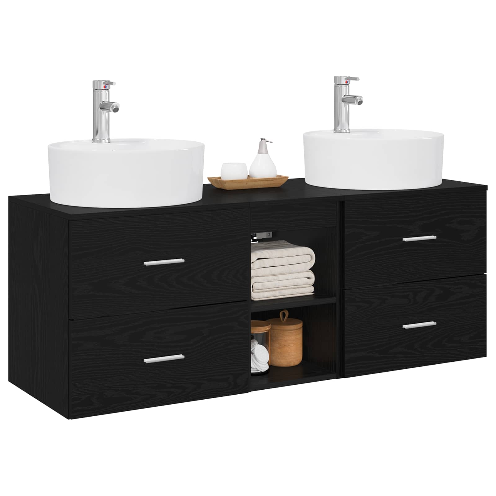 vidaXL Badkamerkastenset 3 st Wit 49,5 x 44,5 x 65 cm Bewerkt hout