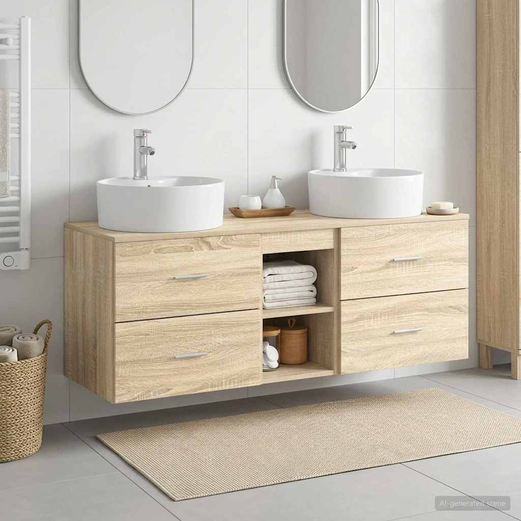vidaXL Badkamerkastenset 3 st Wit 49,5 x 44,5 x 65 cm Bewerkt hout