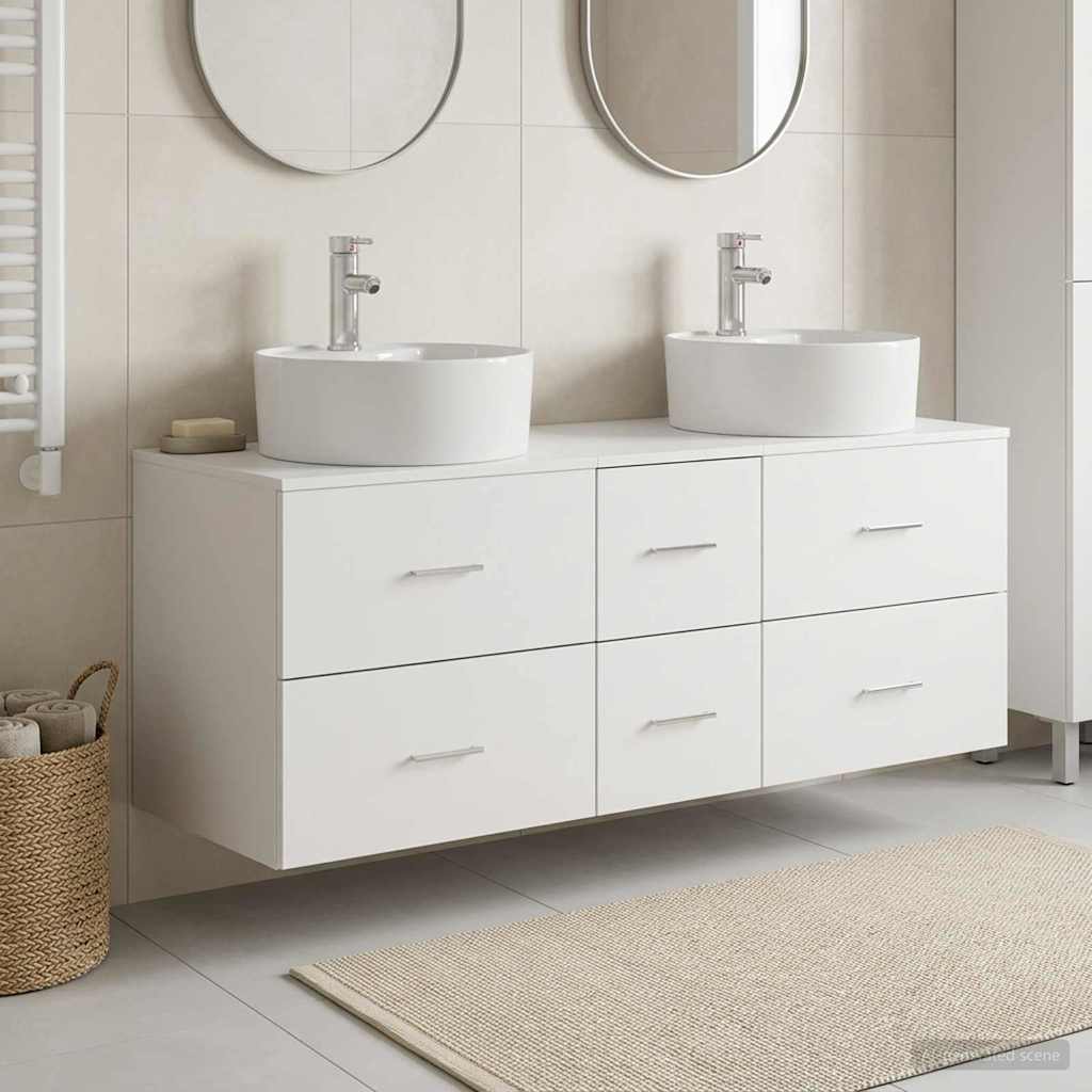 vidaXL Badkamermeubelset 3 st Wit 49,5 x 44,5 x 65 cm Bewerkt hout