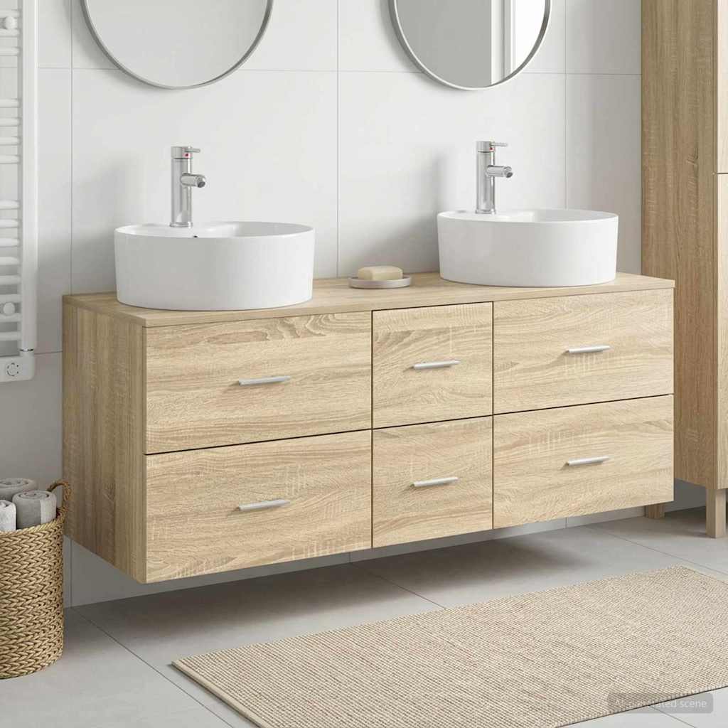 vidaXL Badkamermeubelset 3 st Wit 49,5 x 44,5 x 65 cm Bewerkt hout