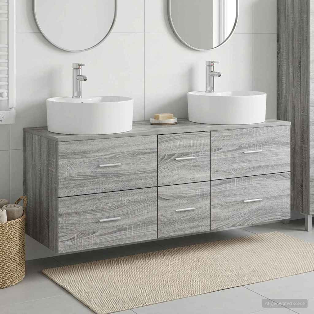 vidaXL Badkamermeubelset 3 st Wit 49,5 x 44,5 x 65 cm Bewerkt hout