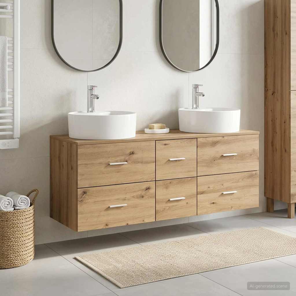 vidaXL Badkamermeubelset 3 st Wit 49,5 x 44,5 x 65 cm Bewerkt hout