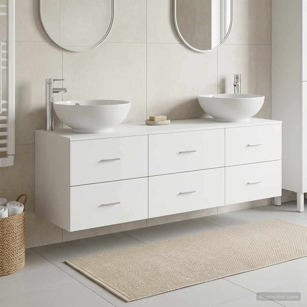 vidaXL Badkamermeubelset 3 st Wit 49,5 x 44,5 x 65 cm Bewerkt hout
