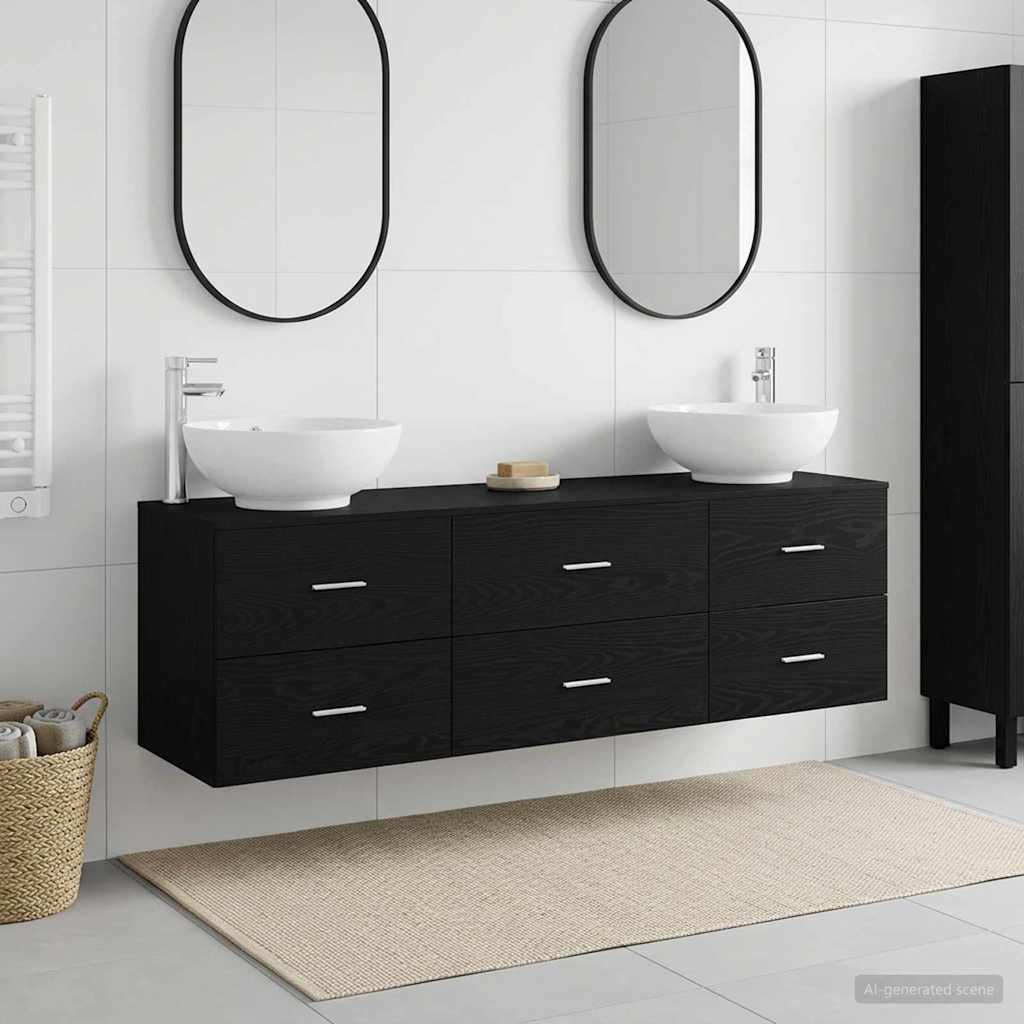 vidaXL Badkamermeubelset 3 st Wit 49,5 x 44,5 x 65 cm Bewerkt hout