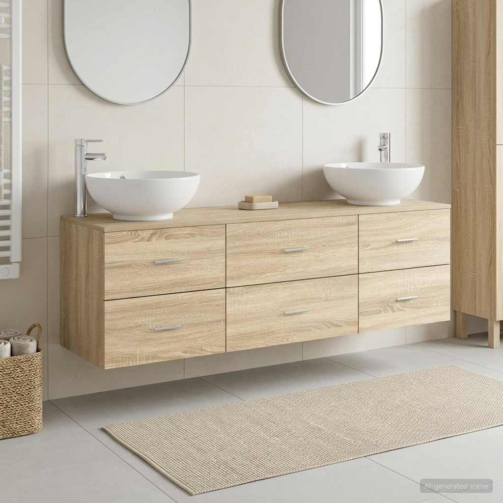 vidaXL Badkamermeubelset 3 st Wit 49,5 x 44,5 x 65 cm Bewerkt hout