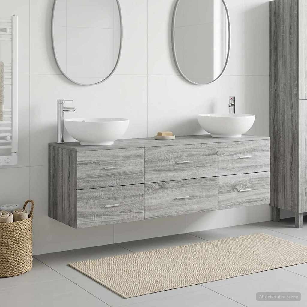 vidaXL Badkamermeubelset 3 st Wit 49,5 x 44,5 x 65 cm Bewerkt hout